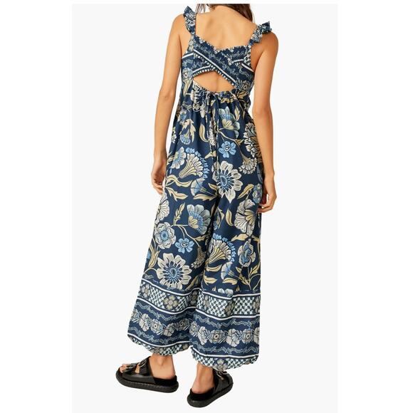 FREE PEOPLE NWT Bali Albright Jumpsuit in Navy Combo // M - Picture 3 of 16